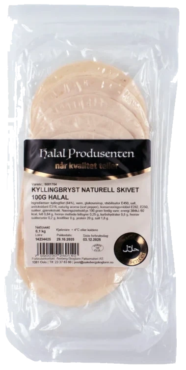 HALALPRODUSENTEN Kylling Bryst 100g