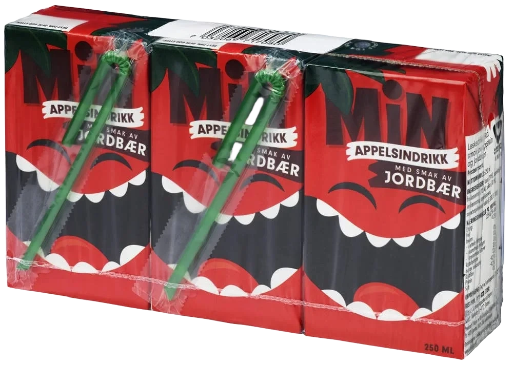 Appelsin & Jordbær 3 stk, 0,75 l