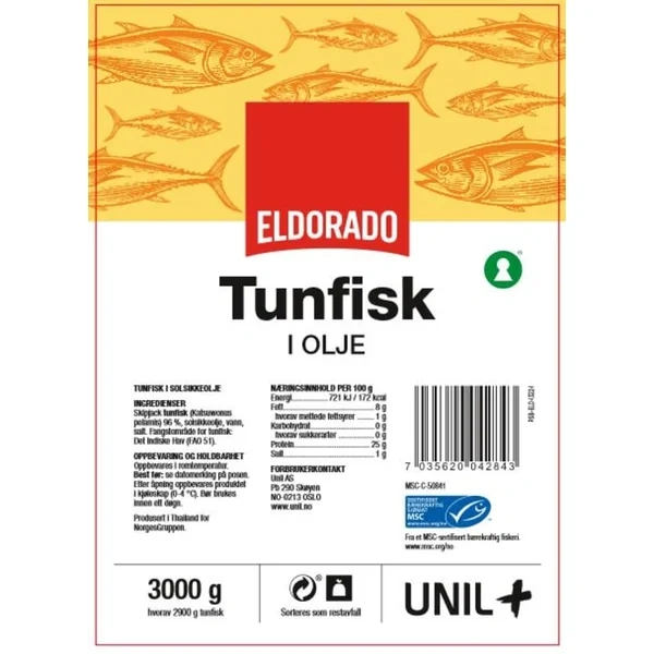 Tunfisk i Olje Msc 3kg Pose Eldorado
