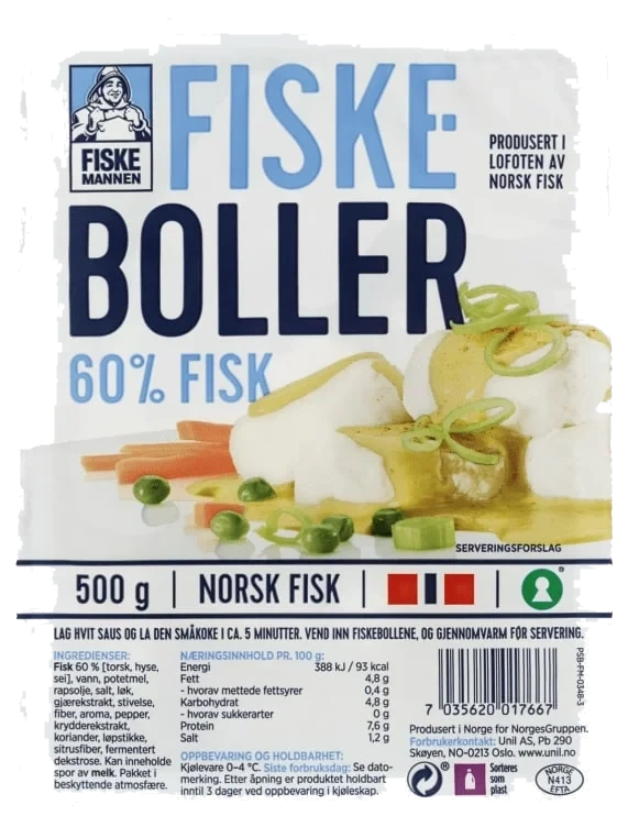 Fiskeboller i Kraft 500g Fiskemannen