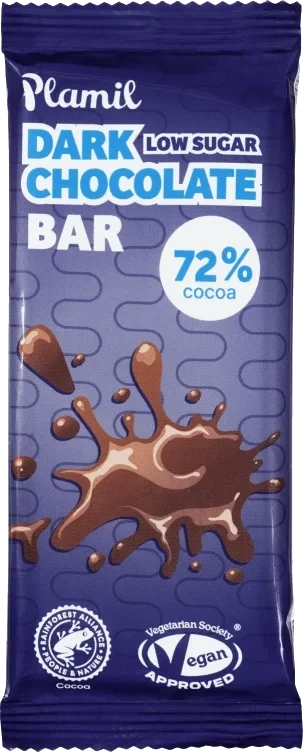 Sjokoladebar 72% Low Sugar 40g Plamil