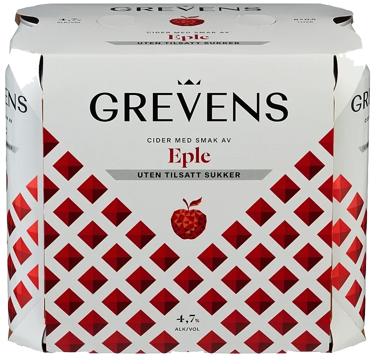 Grevens Cider Eple u/Sukker 0,5lx6 boks