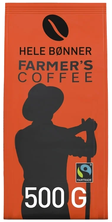 Farmers Coffee Hele Bønner Fairtrade 500g