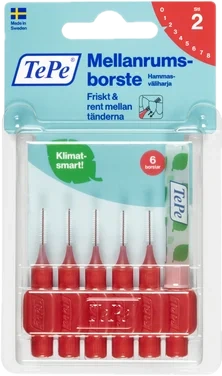 Mellomromsbørste Orignal Rød 0,5mm 6stk