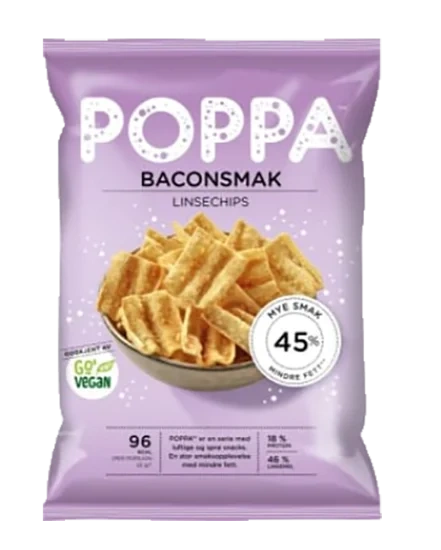 Poppa Linsechips Bacon 65g