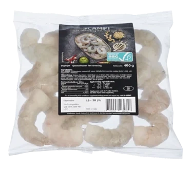 Nordic Seafood Asc Stor Rå Pillet Scampi 16/20 400g