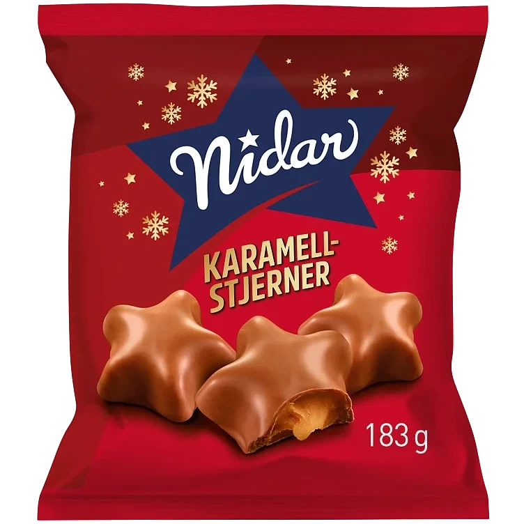 Karamellstjerner 183g Julesjokolade Nidar