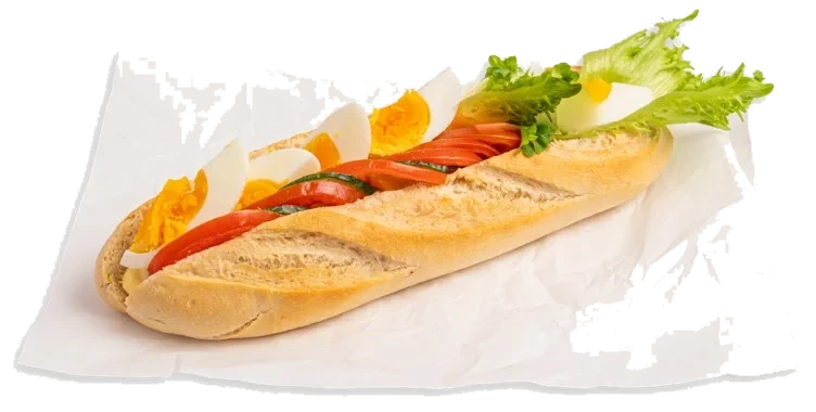 Fin baguette m/egg & tomat