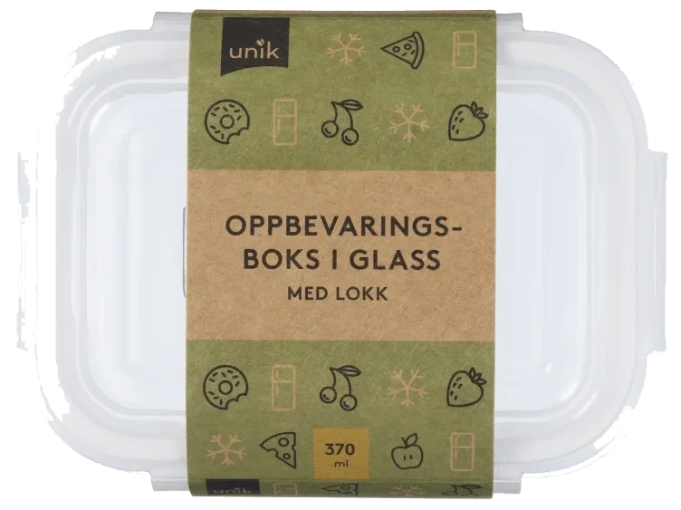 Matboks i glass 370ml Unik