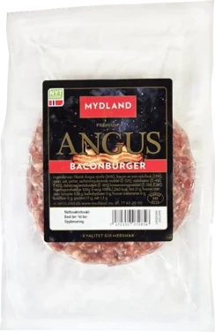 Angusburger med Bacon 165g Fersk Mydland