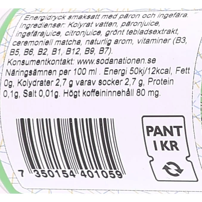 Energidryck Pear Ginger