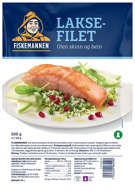 Laksefilet u/skinn&ben 500g Fiskemannen