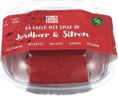 2pk Rå Kake, Jordbær og Sitron 160g Vegansk, Glutenfri, Økologisk