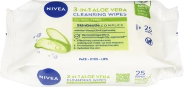 Nivea 3in1 Aloe Vera Cleansing Wipes,25stk