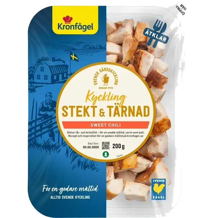 Kyckling Färsk Sweet Chili Stekt & Tärnad 200g Kronfågel
