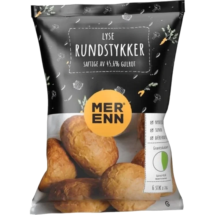 Lyse Rundstykker m/Gulrot 50Stk