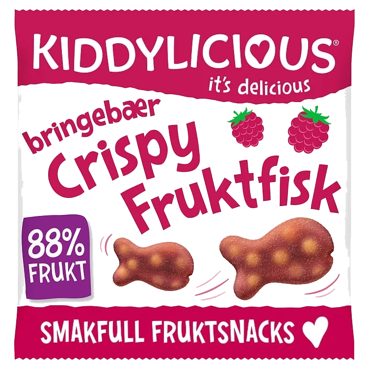 Krispig Fruktfisk Bringebær 12g Kiddylicious