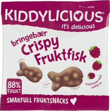 Krispig Fruktfisk Bringebær 12g Kiddylicious