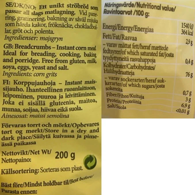 Ströbröd Majsmjöl