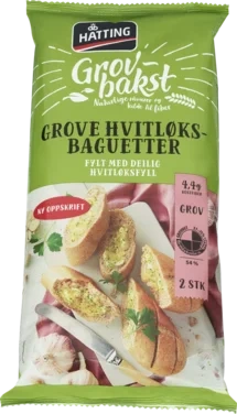 Hvitløksbaguetter Grov 175gx2stk Hatting
