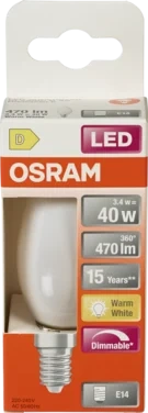 Lyspære Led Cl B 40 Matt Dim 827 E14 Osram