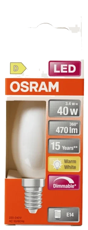 Lyspære Led Cl B 40 Matt Dim 827 E14 Osram