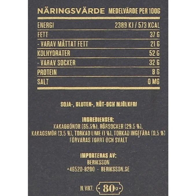 Mörk Choklad 69% Ginger & Lime