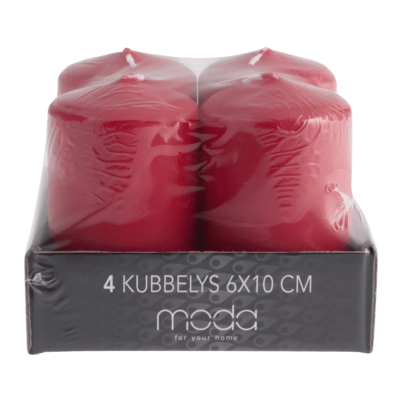 Kubbelys Rød 4stk 6x10cm Moda
