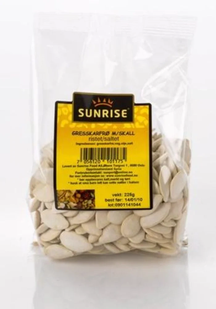 Sunrise food - sunrise gresskarfrø m/skall ristet salte
