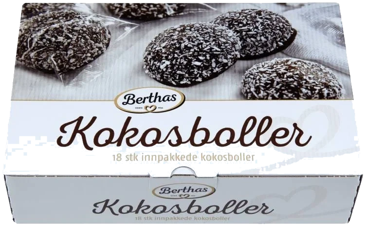 Kokosboller 18stk 420g Berthas