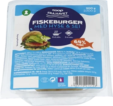 Fiskeburger Hyse og Sei 200g Coop