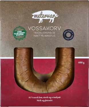 Vossakorv - Tradisjonspølse Røket På Bøkeflis, uten Kunstige Tilsetningsstoffer - Metervare