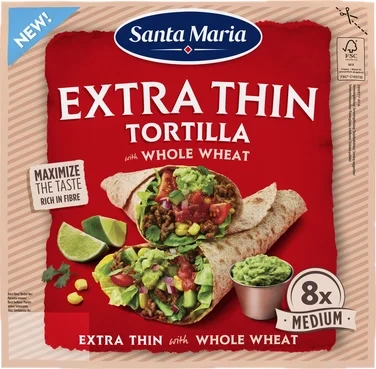 Tortilla Extra Thin Whole Wheat Medium 240g St.Maria