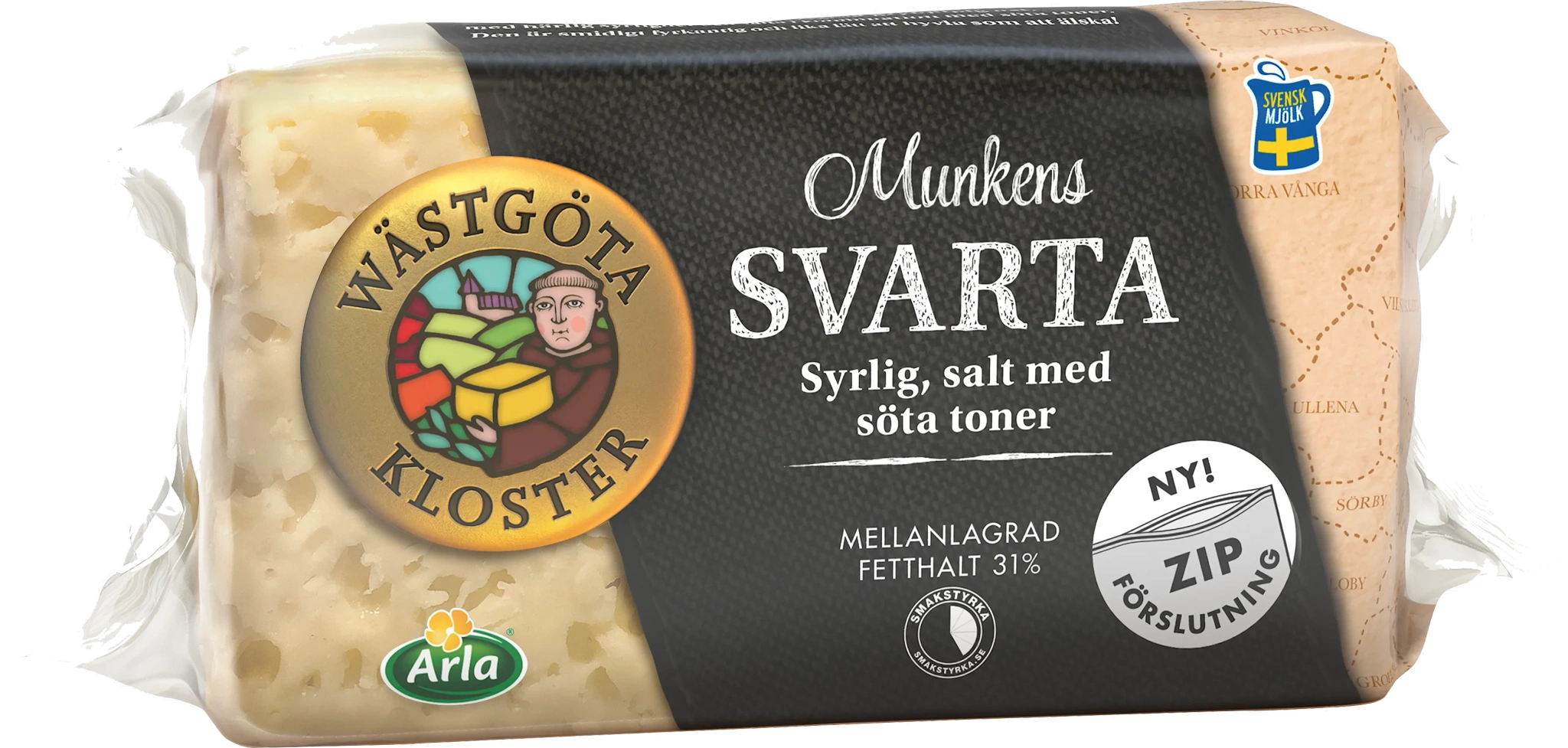 Munkens Svarta ost 31% ca 500 g
