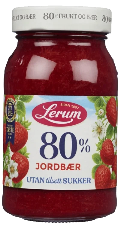 Jordbærsyltetøy Utan Tilsett Sukker 330g Lerum