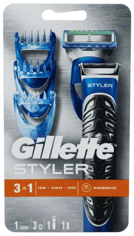 Barbertrimmer Styler 1blad + 3kam Gillette
