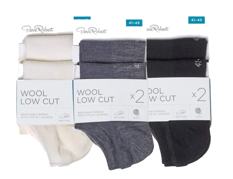 Herresokkk Low Cut Wool 41-45 2par Pierre-Robert