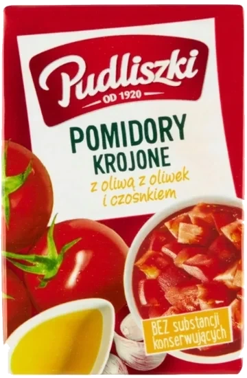 Hakkede Tomater Hvitløk/Olivenolje 390g Pudliszki