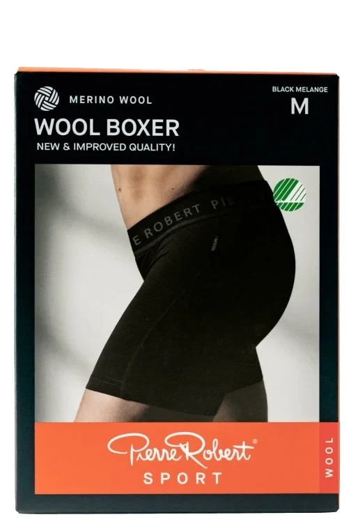 Sport Boxer Wool Men Black M Pierre-Robert