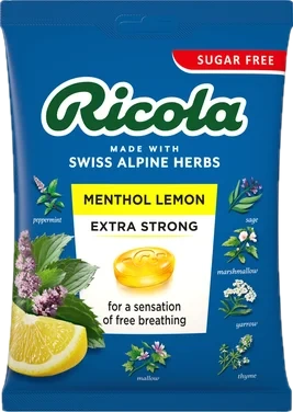 Ricola Menthol Extra Strong Lemon Sf 68g Bag