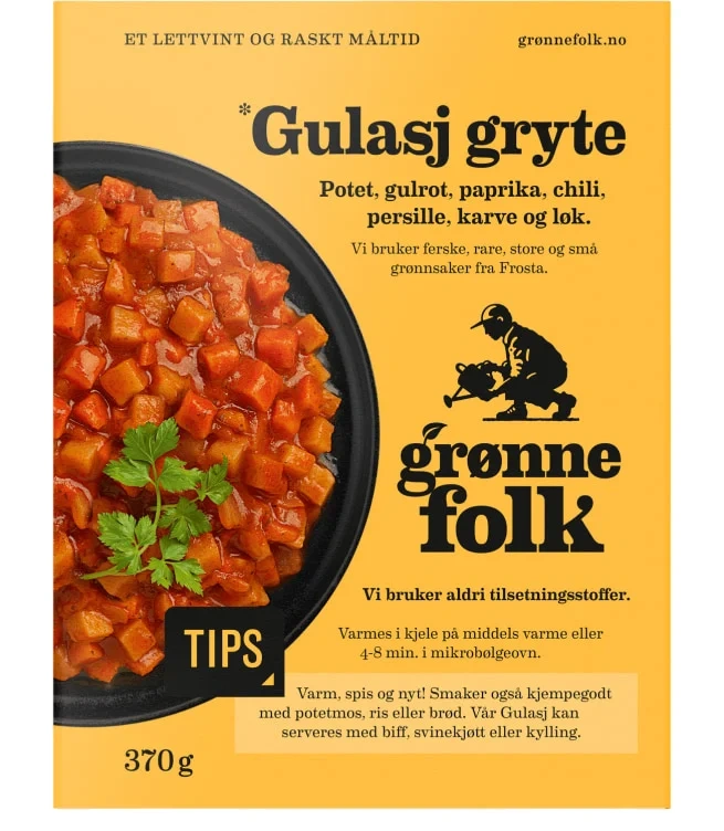 GRØNNE FOLK Gulasj 370 g Klar Til Å Spise Etter Oppvarming 370g X 4 X 240