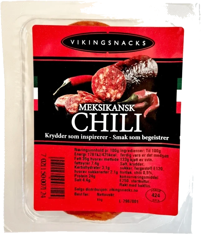 VIKINGSNACKS   Meksikansk Chili 45g Norske Mat Tradisjoner As 45g