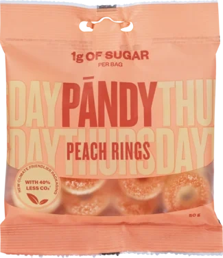 Pändy Candy Peach Rings uten Tilsatt Sukker
