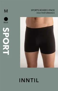 Men's Sports Boxer, 2-pk, Black, M