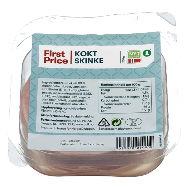 Skinke Kokt 250g First Price