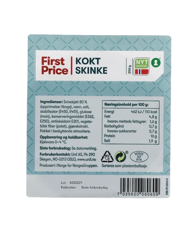Skinke Kokt 250g First Price