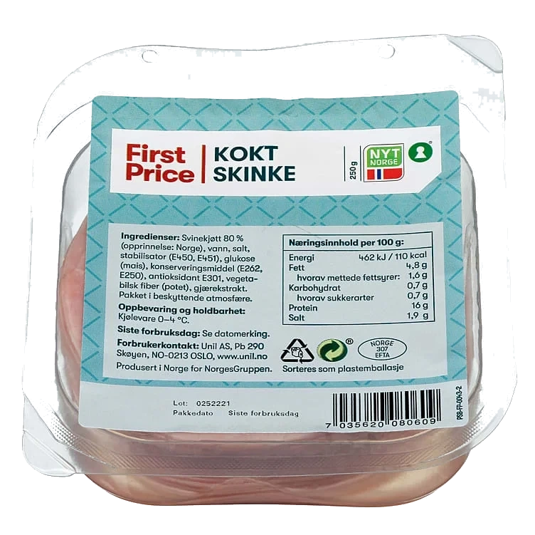 Skinke Kokt 250g First Price