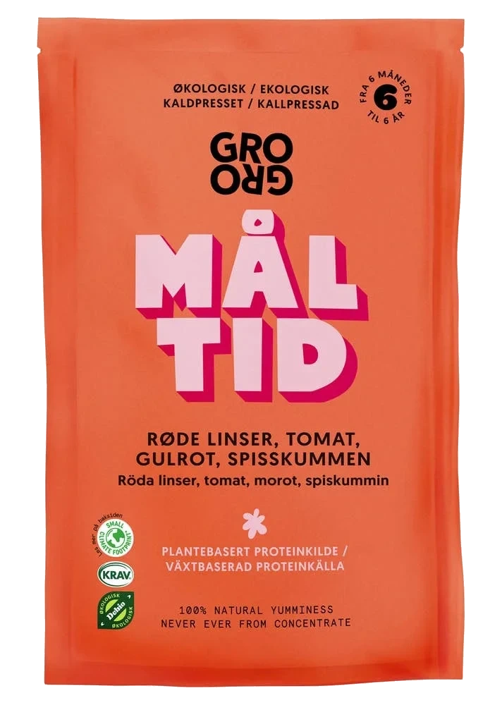Økologisk måltid med røde linser og tomat