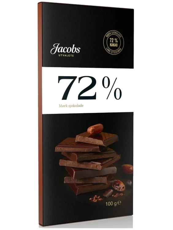 Sjokolade Mørk 72% 100g Jacobs Utvalgte