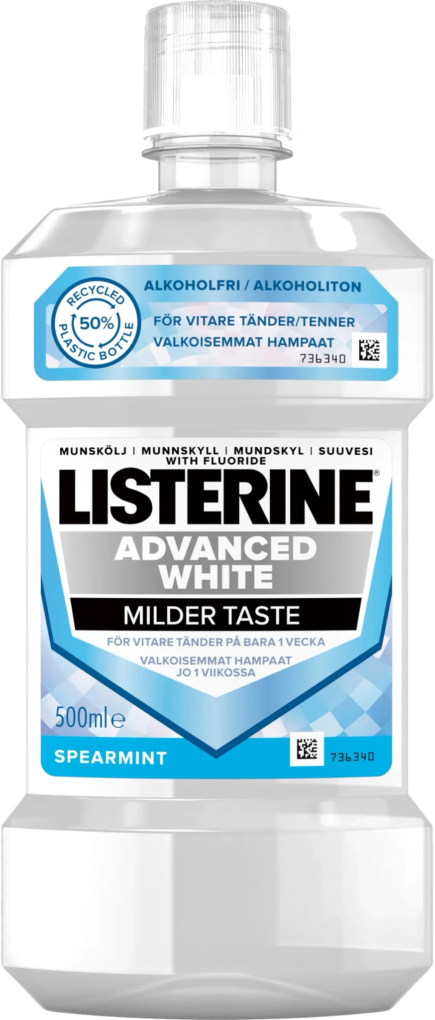 Listerine® Advanced White Milder Taste Munnskyll, 500ml